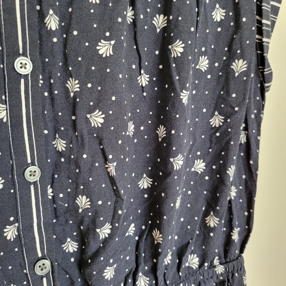 Loft Outlet Women's Navy Blue and White Button-Up Dress Size Small Petite - Picture 4 of 6
